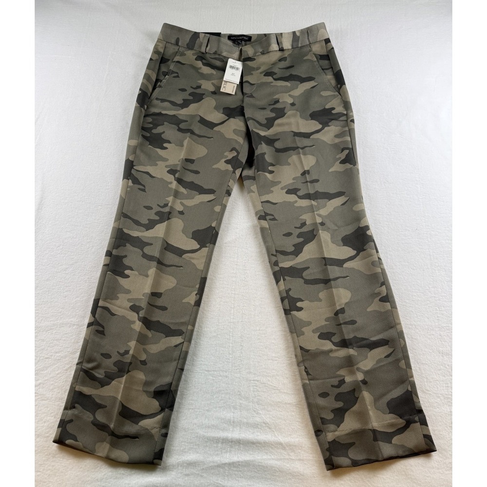 Banana Republic Ryan Womens Dress Pants Size 6P W32 Camo Print Pantalones Slim